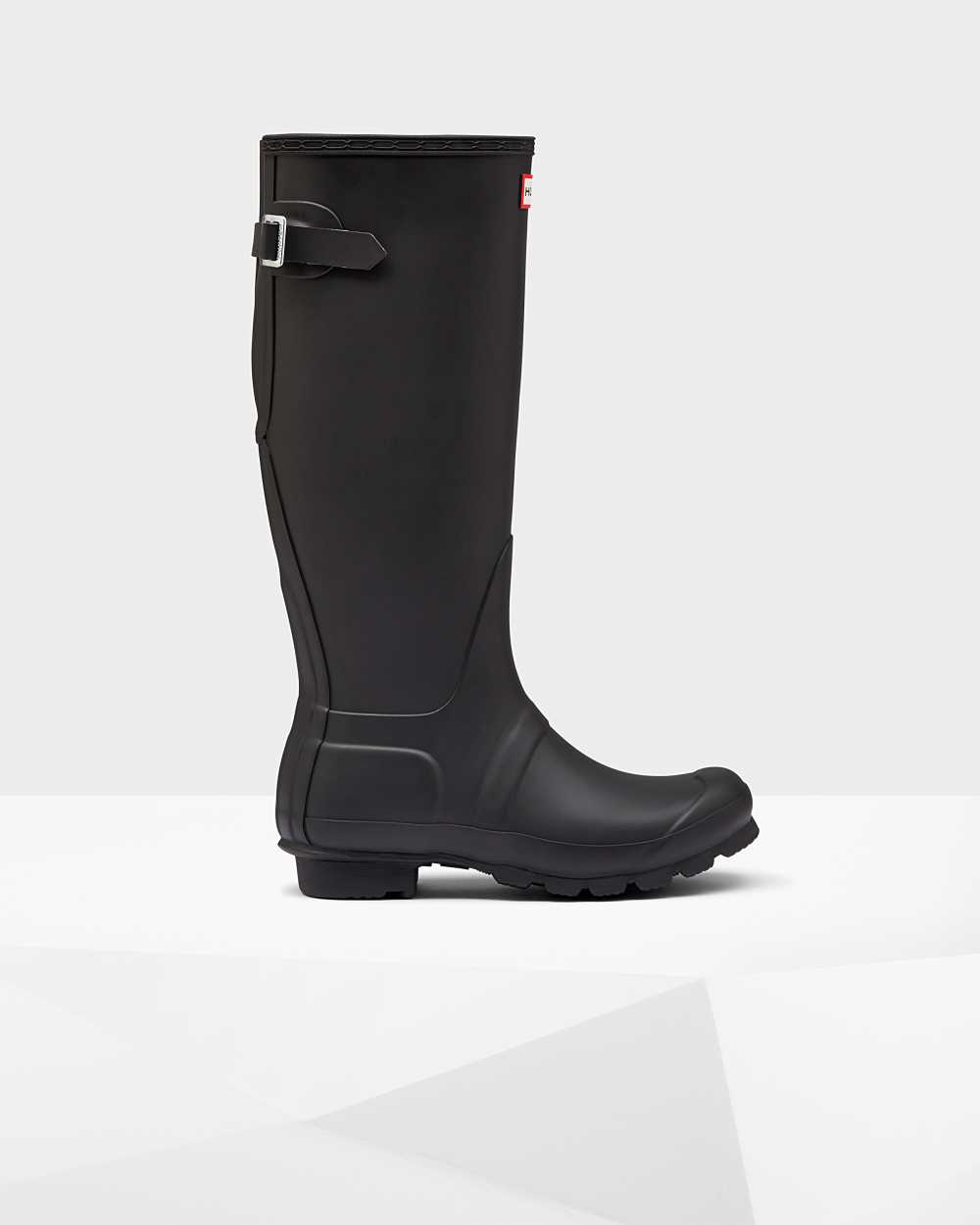 Hunter Original Tall Back Adjustable Women's Rain Boots NZ-34779W Black